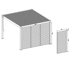 Weide Horizontales Seitenwand-Paneel, Holzoptik, verstellbare Lamellen, ca. B113/H236 cm