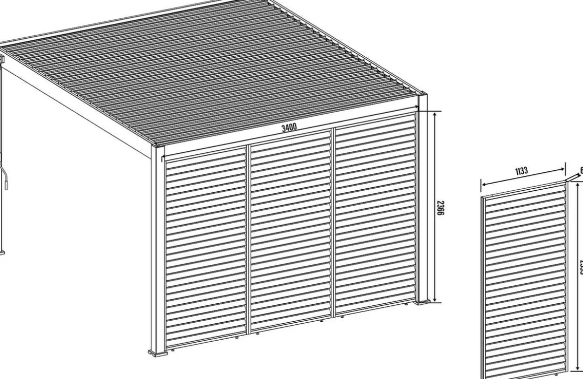Weide Horizontales Seitenwand-Paneel, Holzoptik, ca. B113/H236 cm
