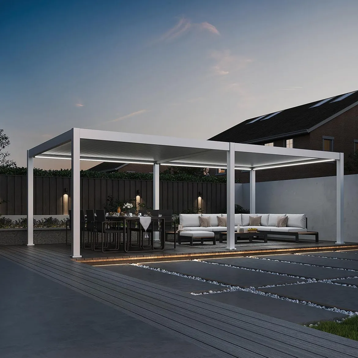 Weide Pergola LED E-Deluxe Plus 4x8, ca. B800/H255/T400 cm