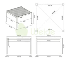 Weide Pergola LED E-Deluxe Plus 4x4, ca. B400/H255/T400 cm