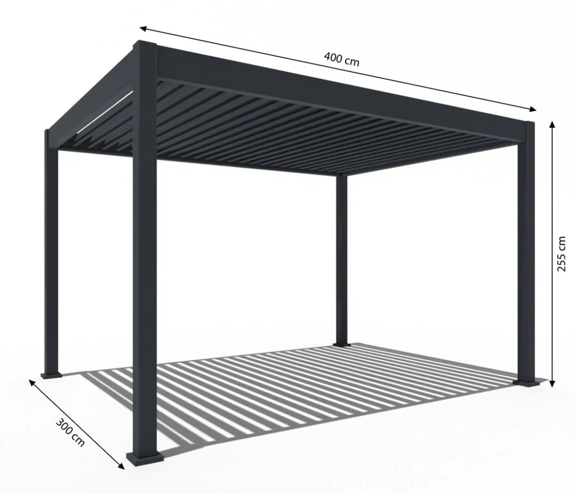 Weide Pergola LED E-Deluxe 3x4, ca. B400/H255/T300 cm