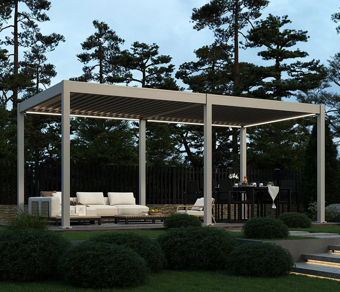 Weide Pergola LED E-Deluxe 3x6, ca. B600/H255/T300 cm