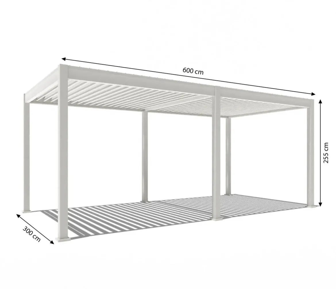 Weide Pergola LED E-Deluxe 3x6, ca. B600/H255/T300 cm