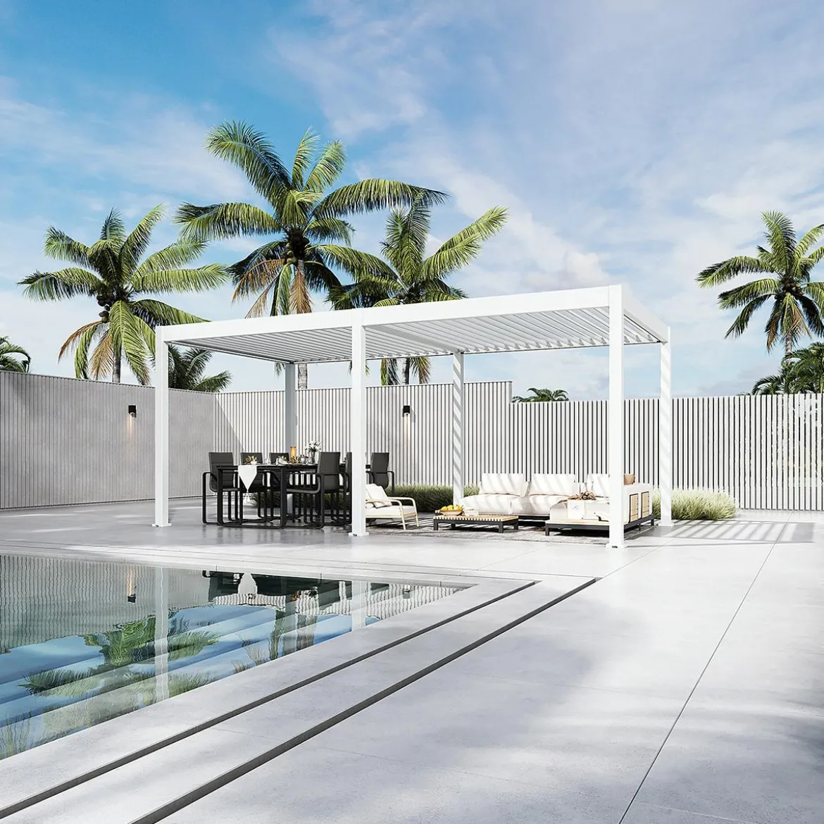 Weide Pergola LED E-Deluxe 3x6, ca. B600/H255/T300 cm