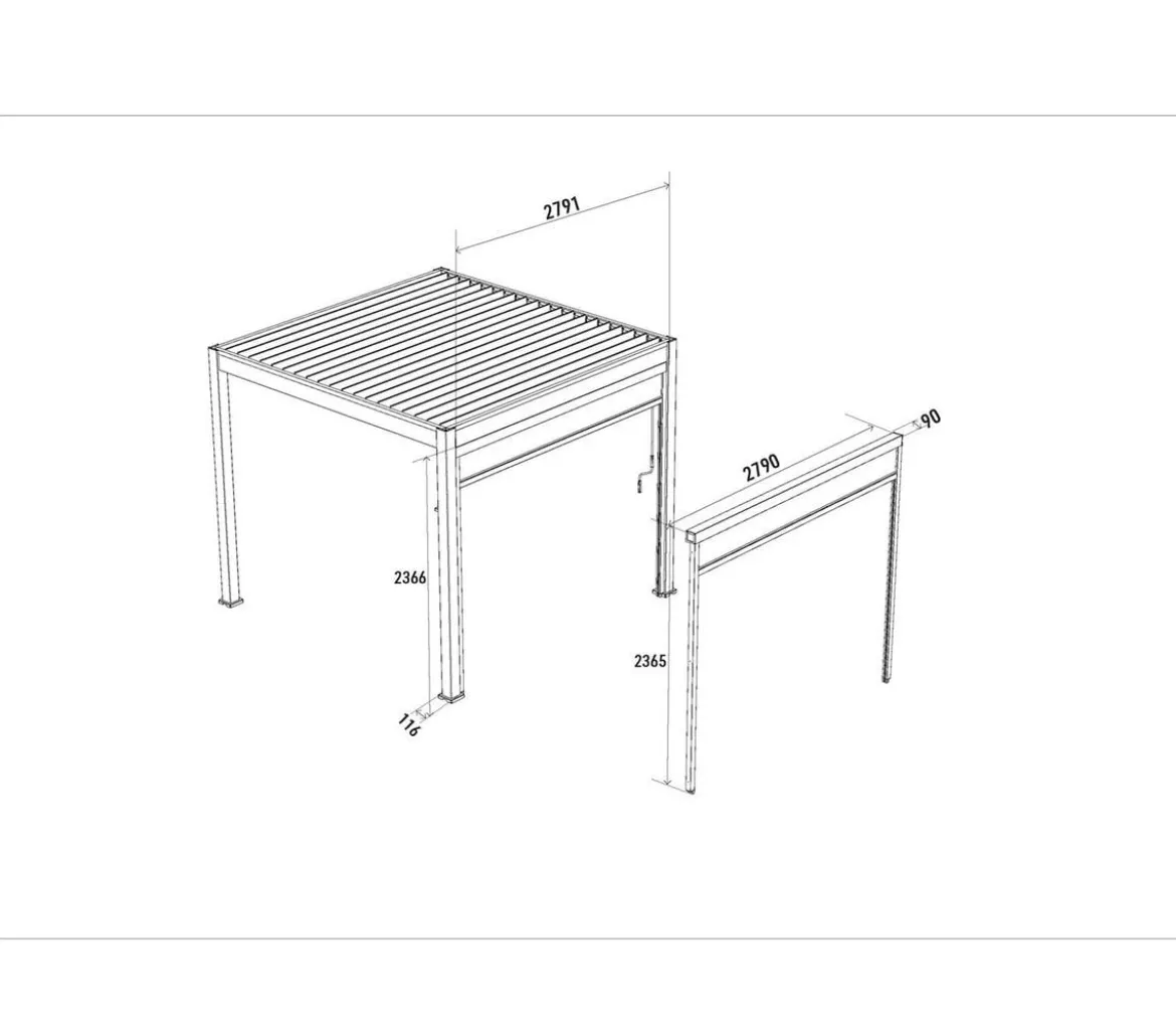 Weide Sonnenrollo für Deluxe/Classic Pergola, ca. B300 cm