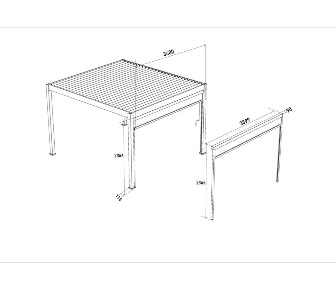 Weide Sonnenrollo für Deluxe/Classic Pergola, ca. 360 cm