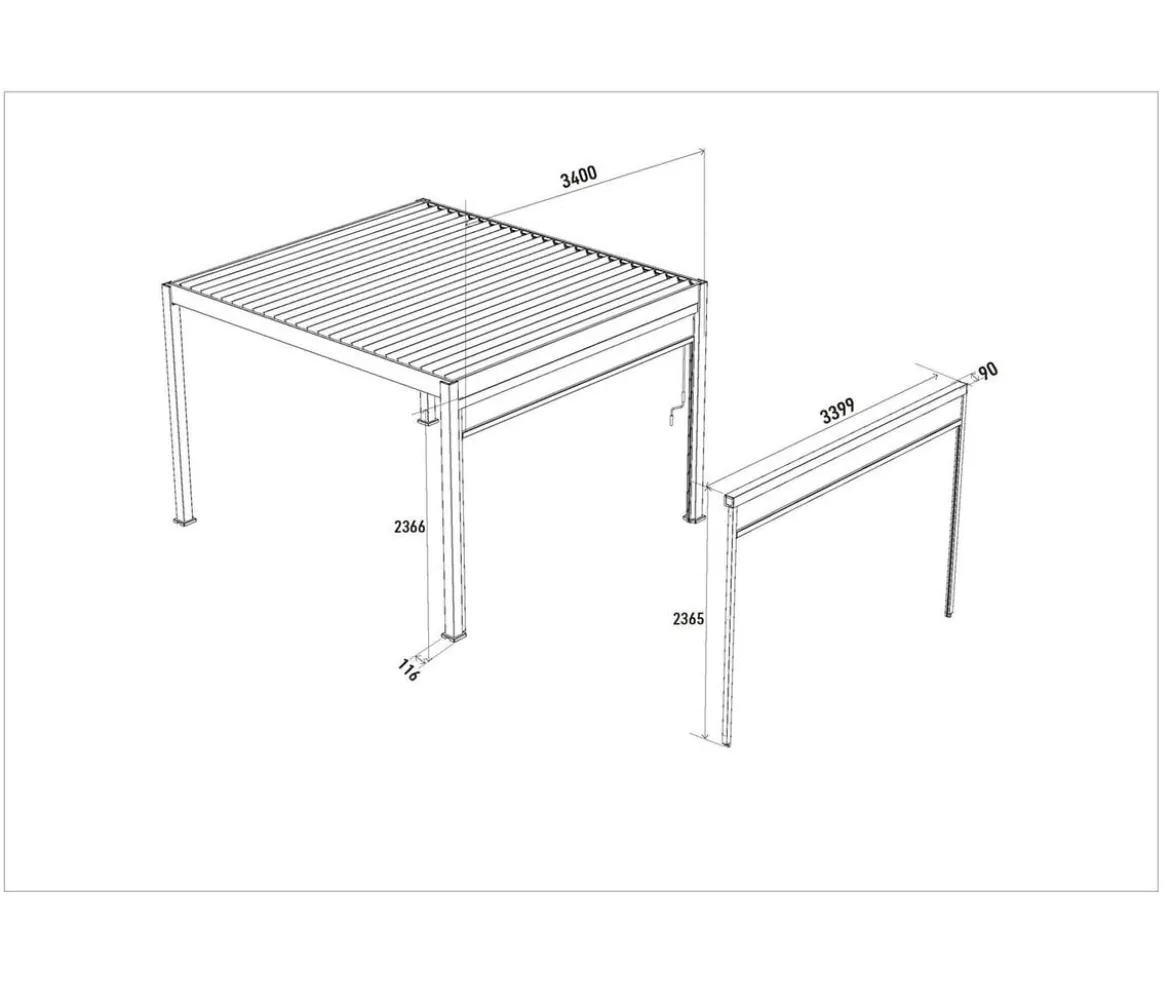 Weide Sonnenrollo für Deluxe/Classic Pergola, ca. 360 cm