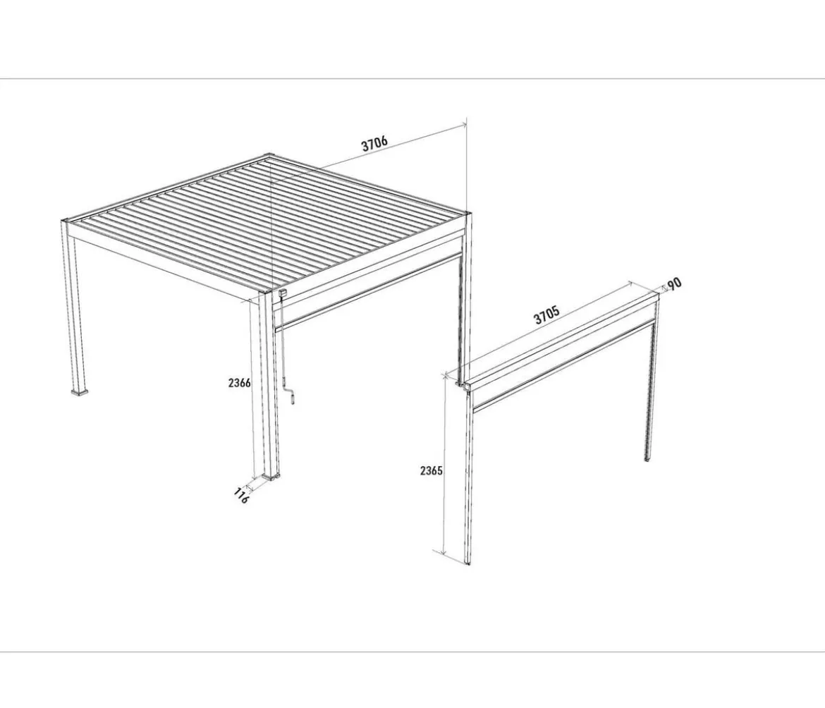 Weide Sonnenrollo für Deluxe/Classic Pergola, ca. B400 cm