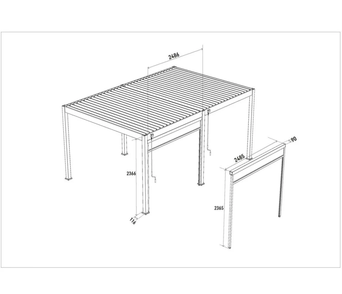 Weide Sonnenrollo für Deluxe Pergola, ca. B265 cm