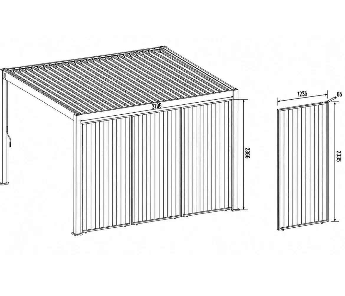 Weide Vertikales Seitenwand-Paneel, ca. B123/H236 cm