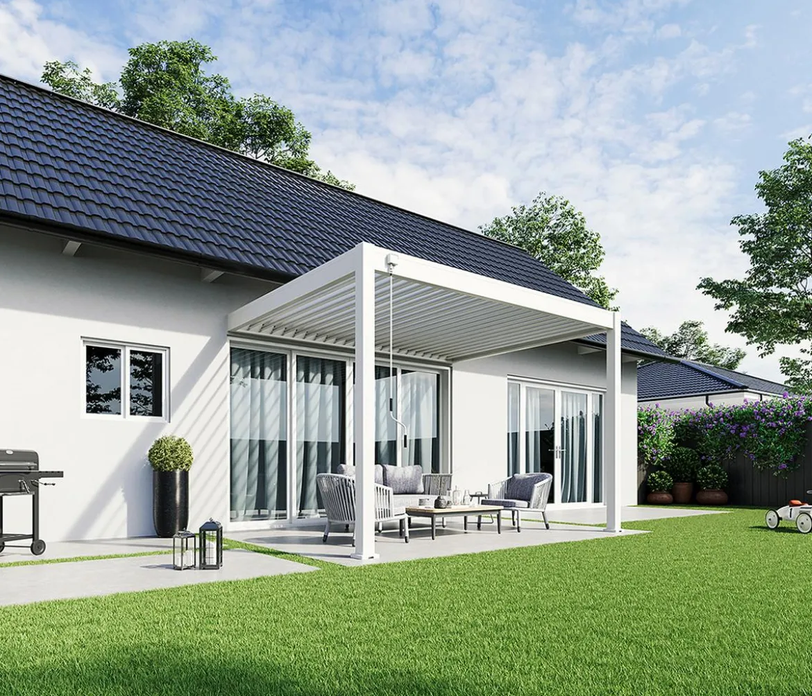 Weide Wand-Pergola Deluxe 3x3.6 Voll-Alu, ca. B360/H255/T300 cm