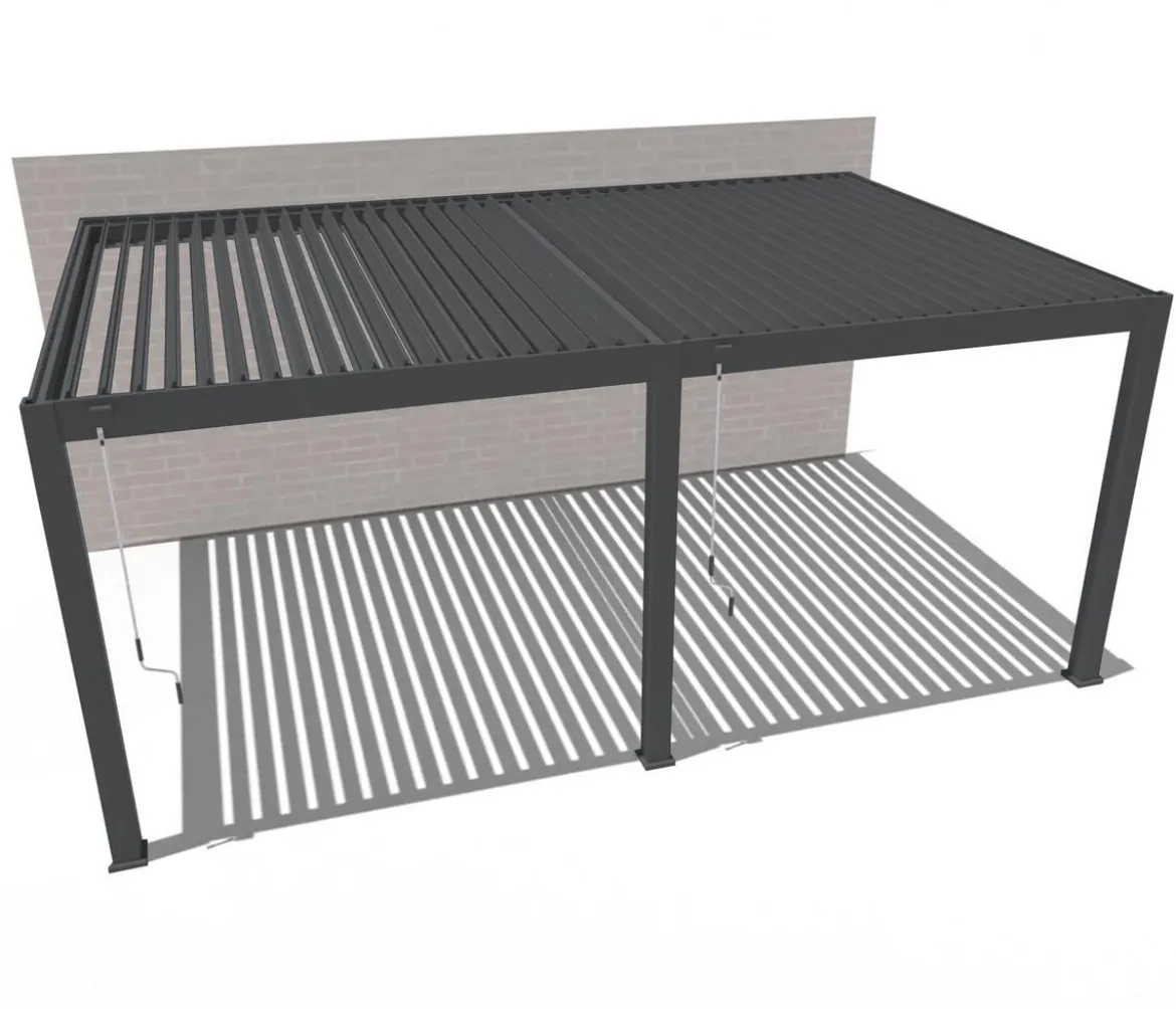 Weide Wand-Pergola LED E-Deluxe Plus 4x6, ca. B600/H255/T400 cm