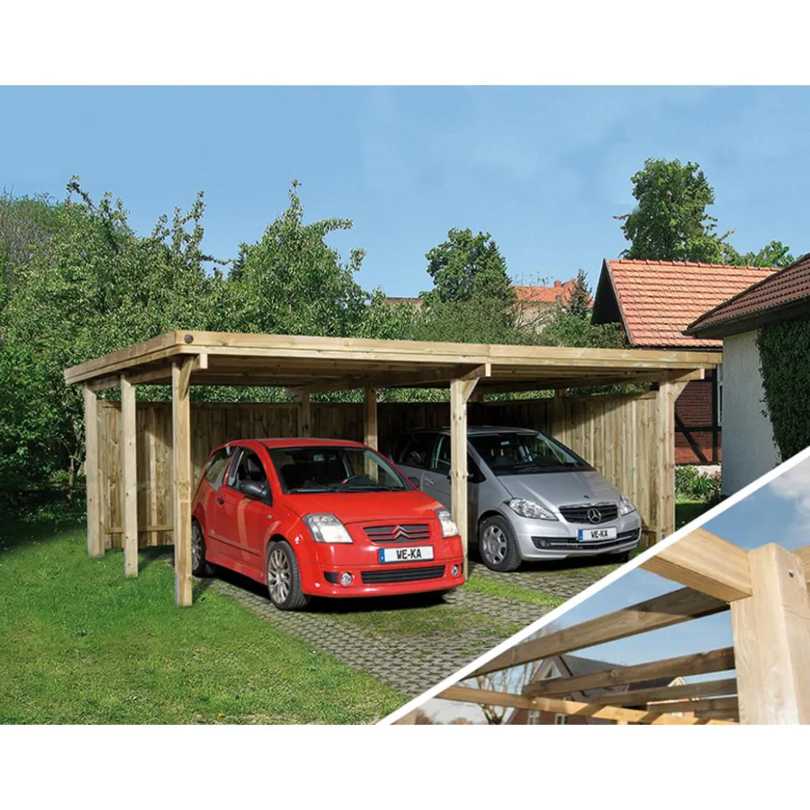 Weka Doppelcarport 618, ohne Dacheindeckung