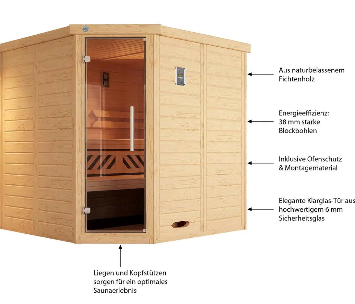 Weka Ecksauna Kami mit Glastür