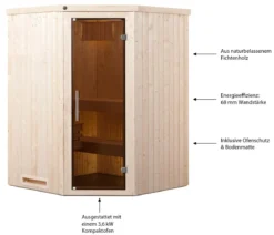 Weka Ecksauna Kiruna mit Glastür, inkl. Ofen