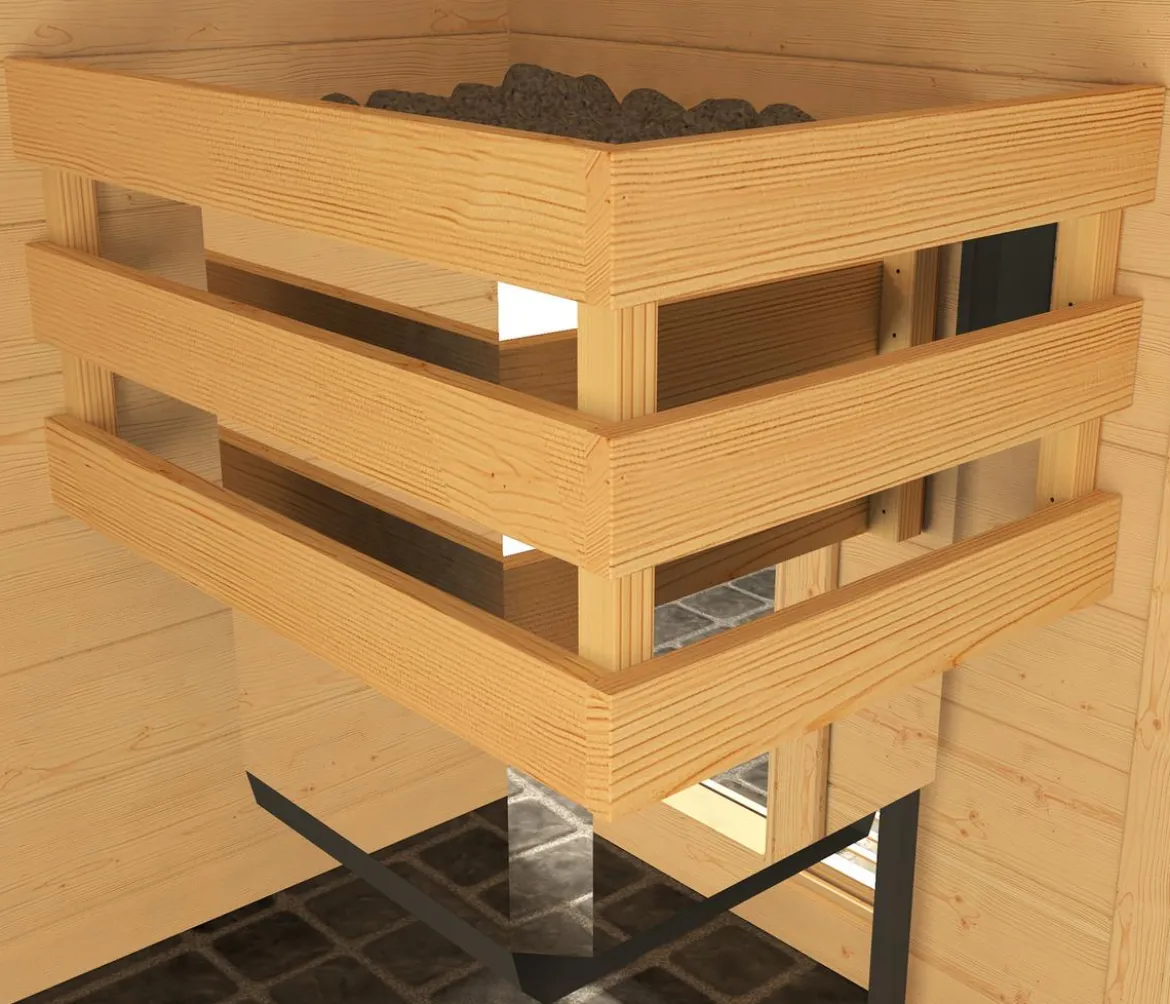 Weka Ecksauna Laukkala mit Glastür, ca. B144/H200/T144 cm