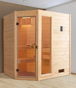 Weka Ecksauna Valida mit Glastür und Fenster