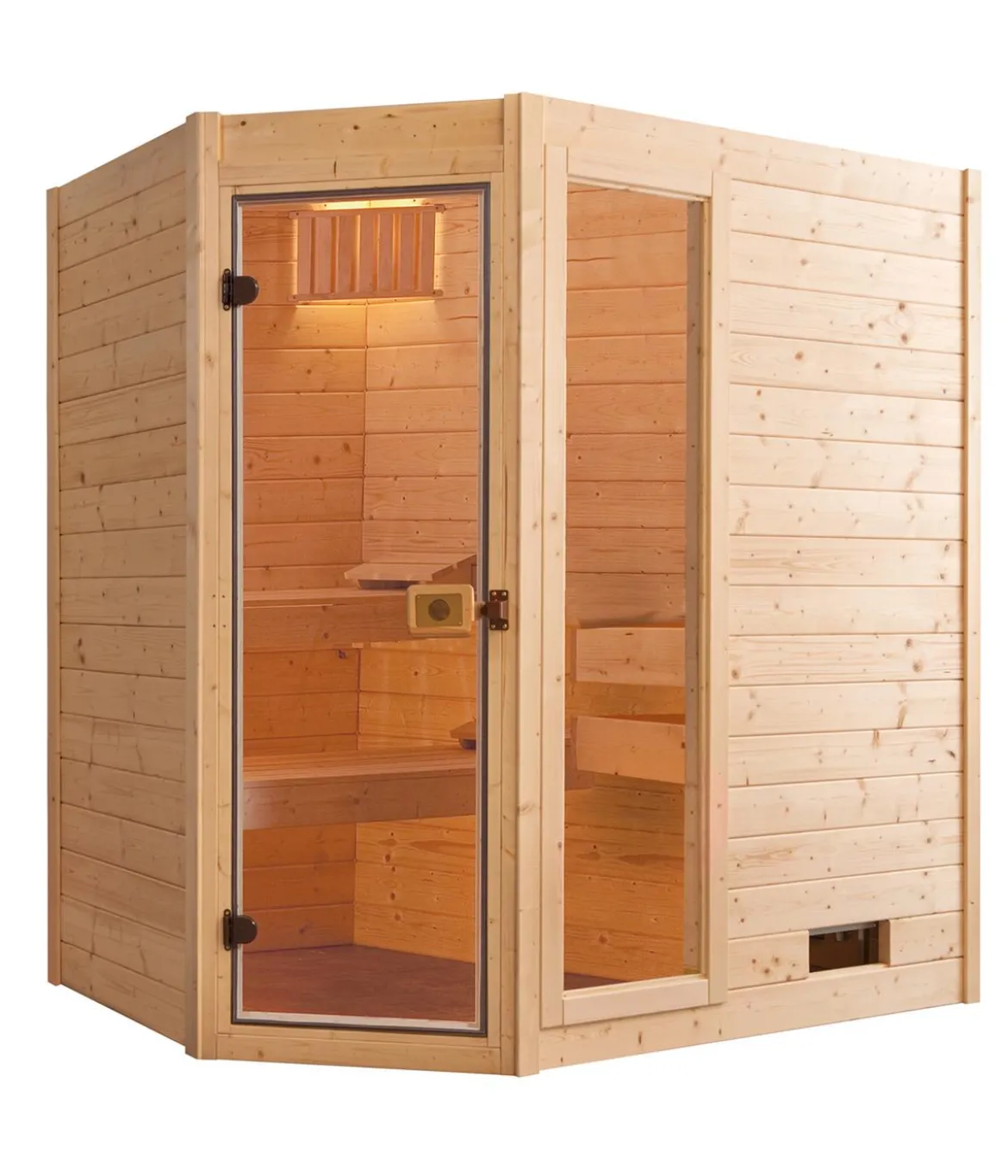 Weka Ecksauna Valida mit Glastür und Fenster