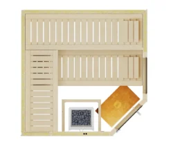 Weka Ecksauna Varberg mit Glastür und Fenster inkl. Ofen, ca. B194/H199/T194 cm