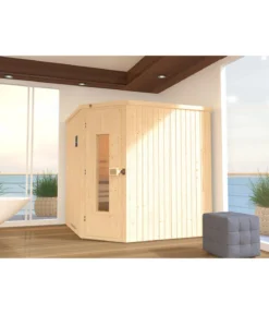Weka Ecksauna Varberg mit Holztür, ca. B194/H199/T194 cm