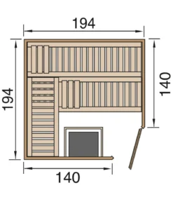 Weka Ecksauna Varberg mit Holztür inkl. Ofen, ca. B194/H199/T194 cm