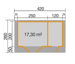Weka Gartenhaus 253 Gr. 1, ca. B420/H270/T260 cm