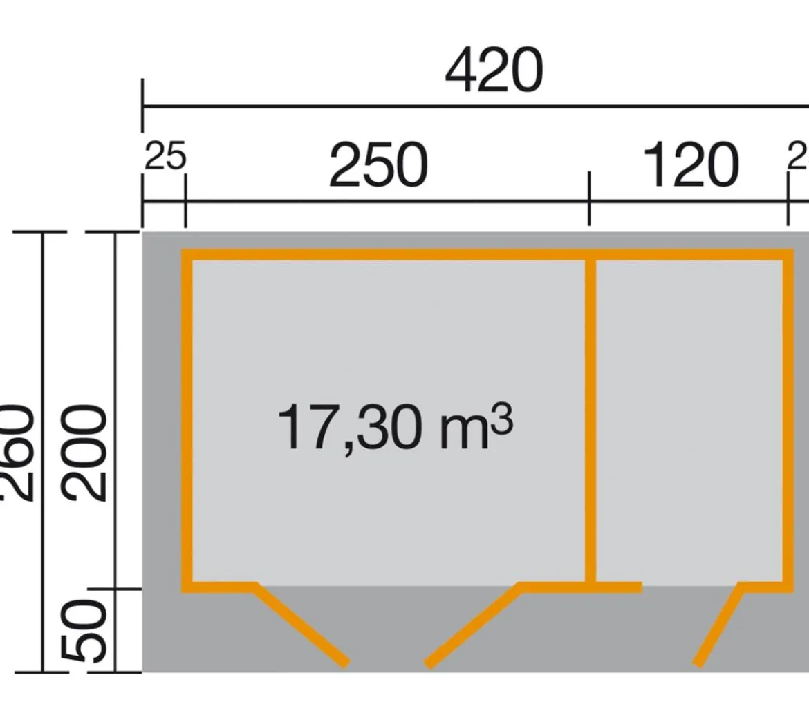 Weka Gartenhaus 253 Gr. 1, ca. B420/H270/T260 cm