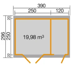 Weka Gartenhaus 254 Gr. 2, ca. B390/H222/T296 cm