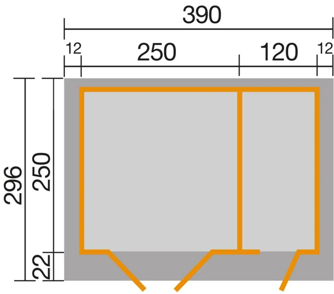 Weka Gartenhaus 254 Gr. 2, ca. B390/H222/T296 cm