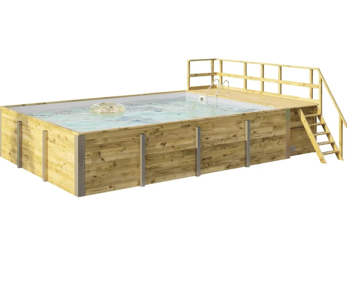 Weka Massivholzpool 595 Gr. 2, ca. B650/H201/T490 cm, Folie Hellgrau