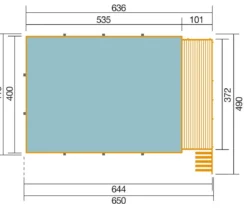 Weka Massivholzpool 595 Gr. 2, ca. B650/H201/T490 cm, Folie Blau/Mosaic