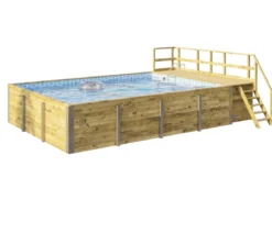 Weka Massivholzpool 595 Gr. 2, ca. B650/H201/T490 cm, Folie Blau/Mosaic