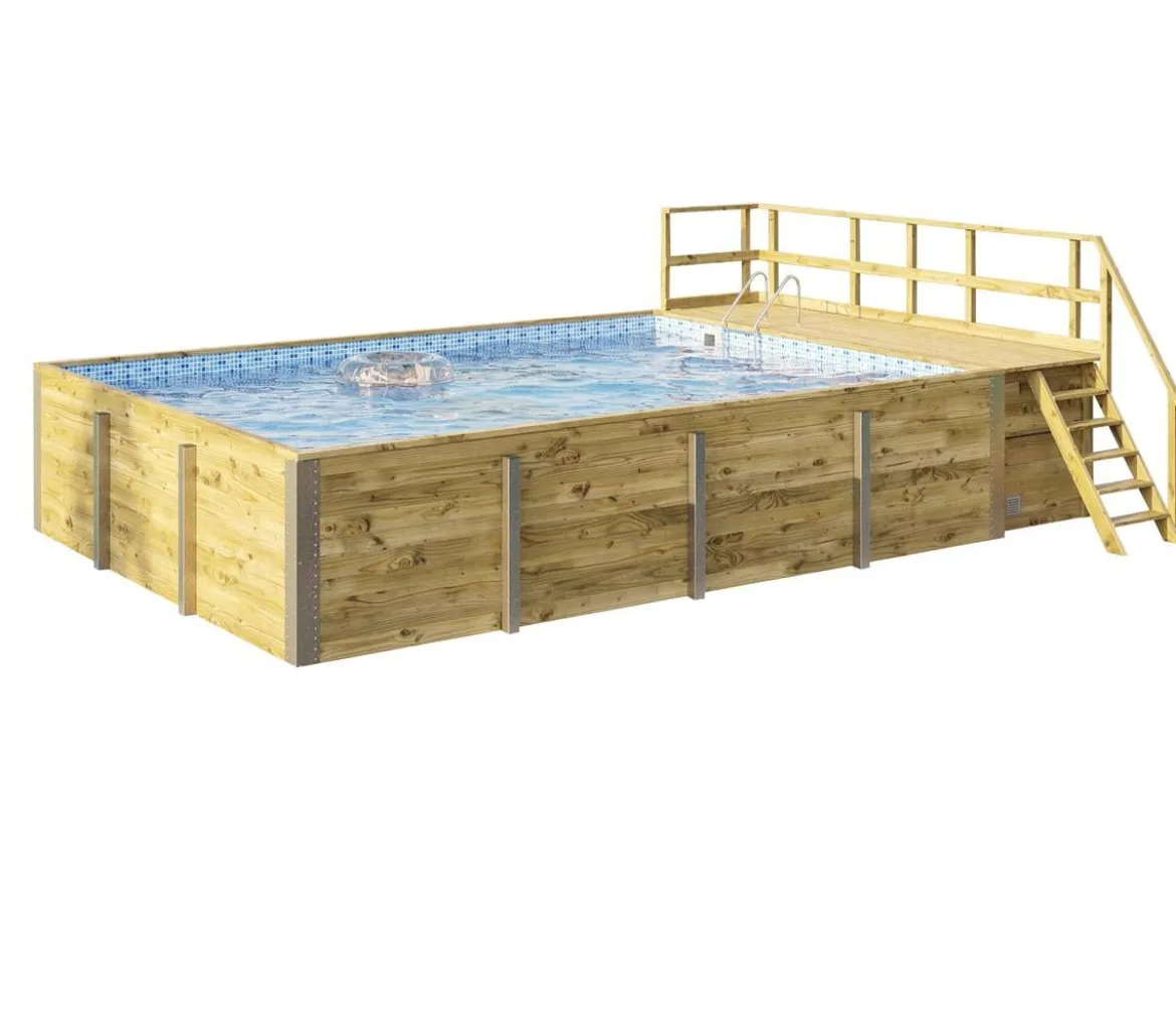 Weka Massivholzpool 595 Gr. 2, ca. B650/H201/T490 cm, Folie Blau/Mosaic