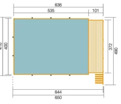 Weka Massivholzpool 595 Gr. 2, ca. B650/H201/T490 cm, Folie Sand