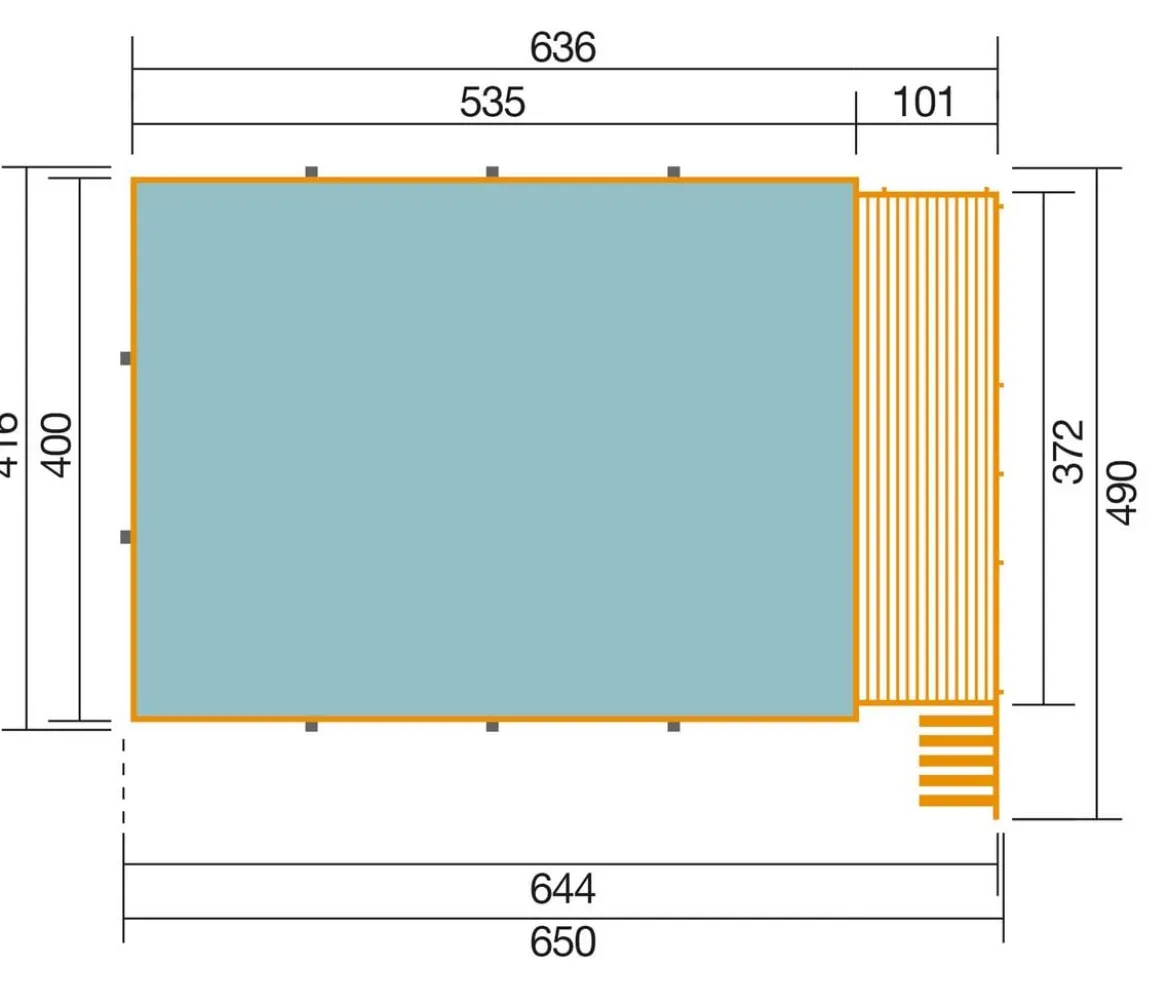 Weka Massivholzpool 595 Gr. 2, ca. B650/H201/T490 cm, Folie Sand
