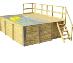 Weka Massivholzpool 595 Gr. 1, ca. B490/H201/T315 cm, Folie Hellgrau