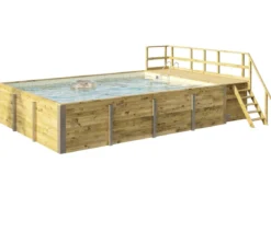Weka Massivholzpool 595 Gr. 2, ca. B650/H201/T490 cm, Folie Sand/Mosaic