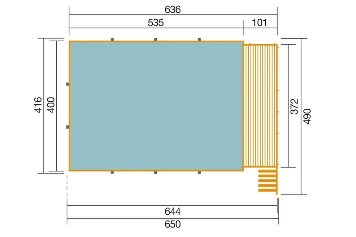 Weka Massivholzpool 595 Gr. 2, ca. B650/H201/T490 cm, Folie Sand/Mosaic