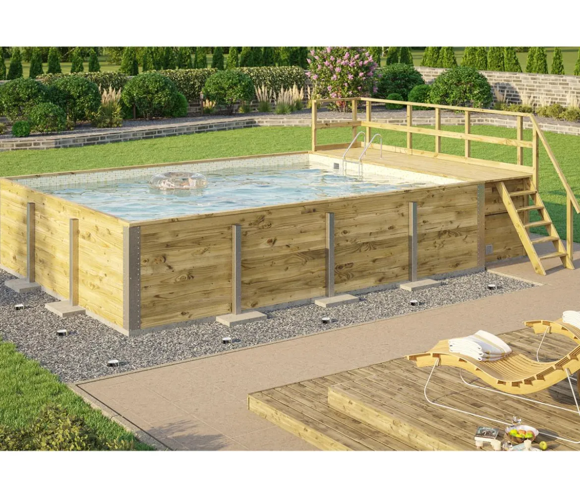 Weka Massivholzpool 595 Gr. 2, ca. B650/H201/T490 cm, Folie Sand/Mosaic