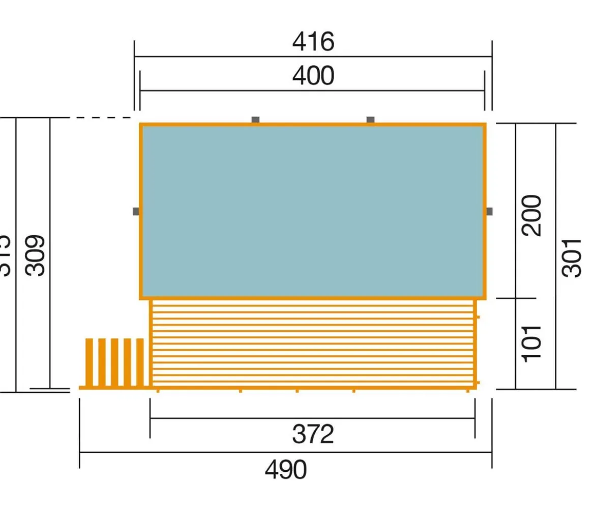 Weka Massivholzpool 595 Gr. 1, ca. B490/H201/T315 cm, Folie Sand/Mosaic