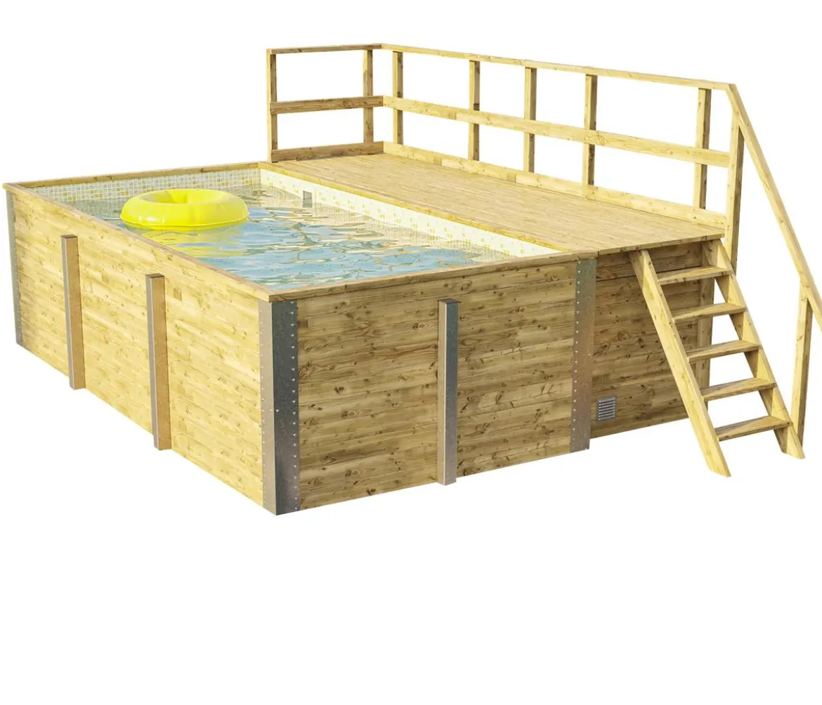 Weka Massivholzpool 595 Gr. 1, ca. B490/H201/T315 cm, Folie Sand/Mosaic