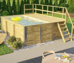 Weka Massivholzpool 595 Gr. 1, ca. B490/H201/T315 cm, Folie Sand/Mosaic