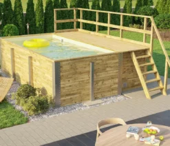Weka Massivholzpool 595 Gr. 1, ca. B490/H201/T315 cm, Folie Sand