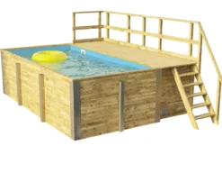 Weka Massivholzpool 595 Gr. 1, ca. B490/H201/T315 cm, Folie Blau