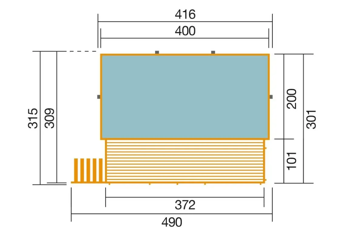 Weka Massivholzpool 595 Gr. 1, ca. B490/H201/T315 cm, Folie Blau