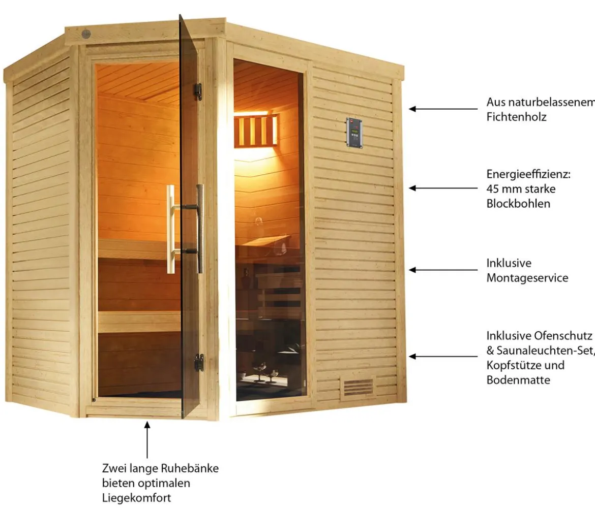 Weka Sauna Cubilis mit Glastür und Fenster