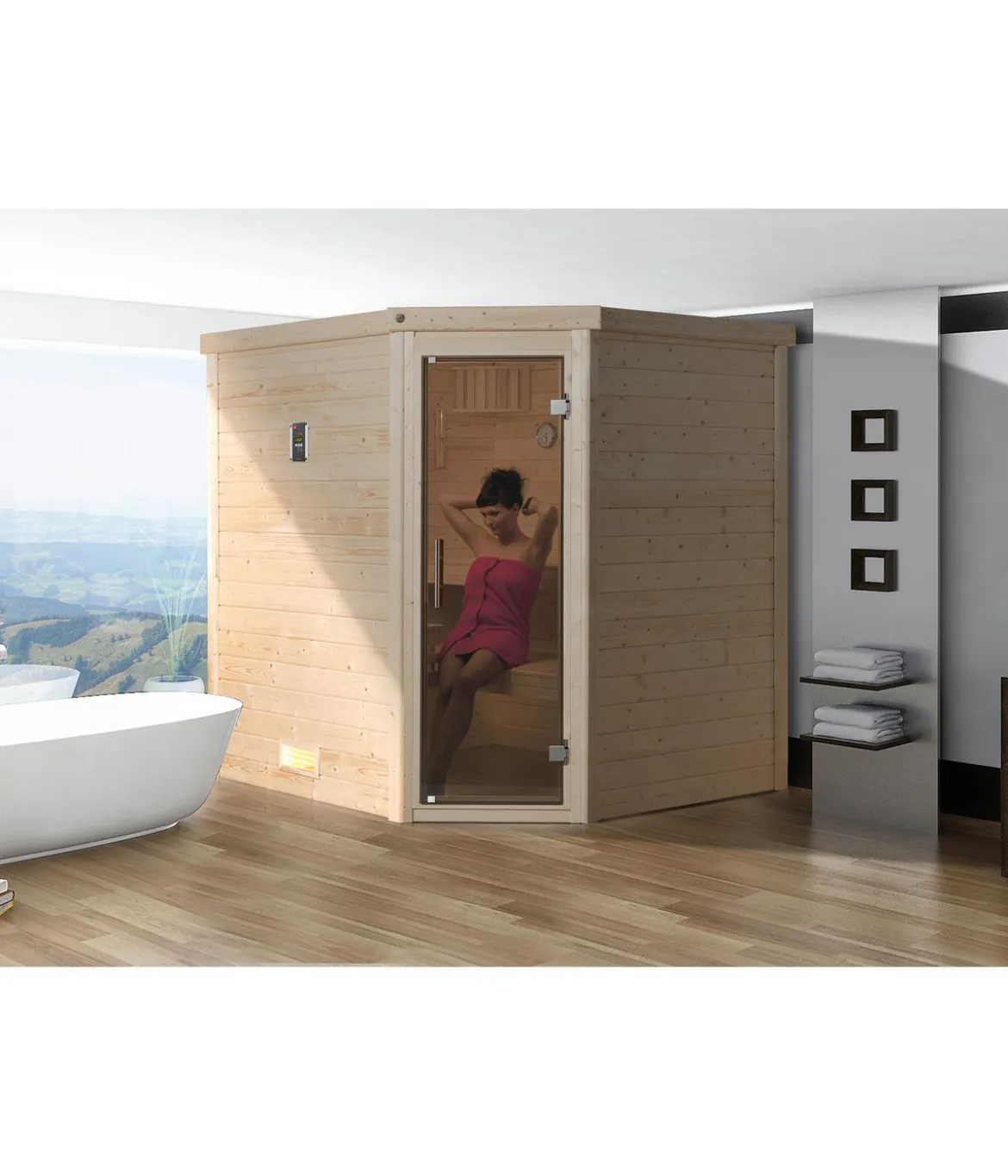 Weka Sauna Turku mit Glastür inkl. Ofen, ca. B195/H205/T178 cm