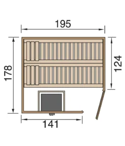 Weka Sauna Turku mit Glastür inkl. Ofen, ca. B195/H205/T178 cm