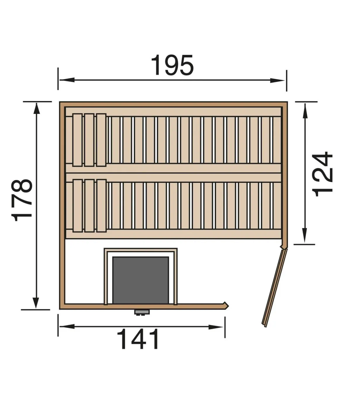 Weka Sauna Turku mit Glastür inkl. Ofen, ca. B195/H205/T178 cm