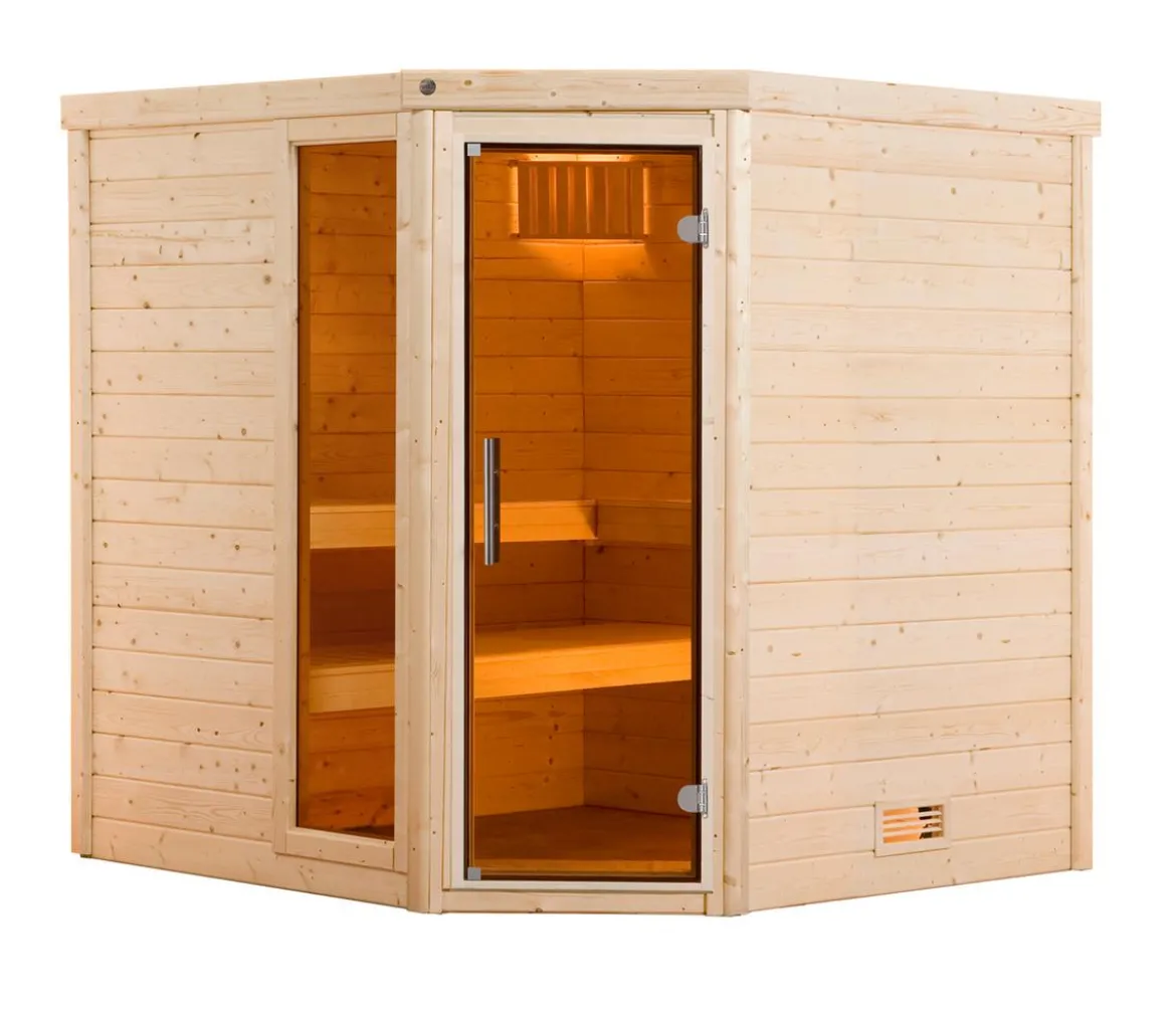 Weka Sauna Turku mit Glastür und Fenster inkl. Ofen, ca. B195/H205/T178 cm